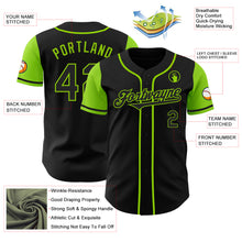 Laden Sie das Bild in den Galerie-Viewer, Custom Black Neon Green Authentic Two Tone Baseball Jersey