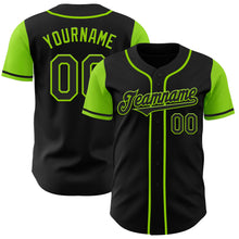 Laden Sie das Bild in den Galerie-Viewer, Custom Black Neon Green Authentic Two Tone Baseball Jersey