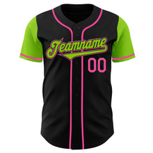 Laden Sie das Bild in den Galerie-Viewer, Custom Black Neon Green-Pink Authentic Two Tone Baseball Jersey