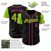 Laden Sie das Bild in den Galerie-Viewer, Custom Black Neon Green-Pink Authentic Two Tone Baseball Jersey