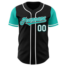 Load image into Gallery viewer, Custom Black Aqua-White Authentic Two Tone Baseball Jersey