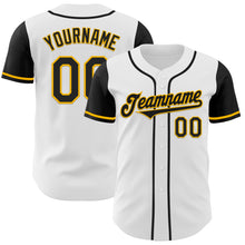 Загрузить изображение в средство просмотра галереи, Custom White Black-Gold Authentic Two Tone Baseball Jersey