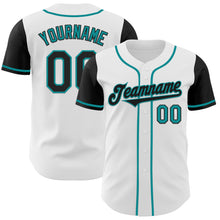 Laden Sie das Bild in den Galerie-Viewer, Custom White Black-Teal Authentic Two Tone Baseball Jersey