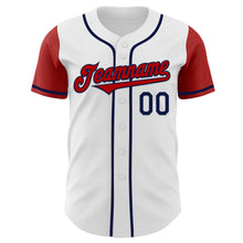 Laden Sie das Bild in den Galerie-Viewer, Custom White Red-Navy Authentic Two Tone Baseball Jersey