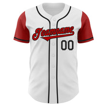 Laden Sie das Bild in den Galerie-Viewer, Custom White Red-Black Authentic Two Tone Baseball Jersey