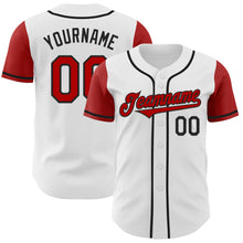 Laden Sie das Bild in den Galerie-Viewer, Custom White Red-Black Authentic Two Tone Baseball Jersey