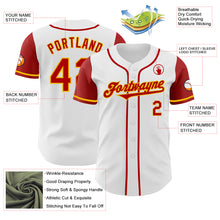 Laden Sie das Bild in den Galerie-Viewer, Custom White Red-Gold Authentic Two Tone Baseball Jersey