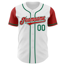 Laden Sie das Bild in den Galerie-Viewer, Custom White Red-Kelly Green Authentic Two Tone Baseball Jersey