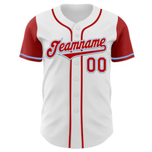 Загрузить изображение в средство просмотра галереи, Custom White Red-Light Blue Authentic Two Tone Baseball Jersey