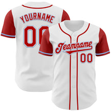 Загрузить изображение в средство просмотра галереи, Custom White Red-Light Blue Authentic Two Tone Baseball Jersey