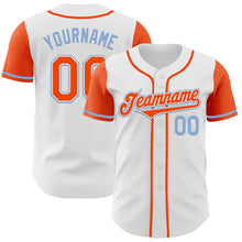 Загрузить изображение в средство просмотра галереи, Custom White Orange-Light Blue Authentic Two Tone Baseball Jersey