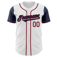 Загрузить изображение в средство просмотра галереи, Custom White Navy-Crimson Authentic Two Tone Baseball Jersey