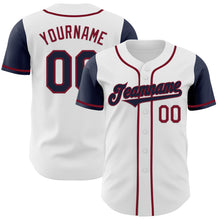 Загрузить изображение в средство просмотра галереи, Custom White Navy-Crimson Authentic Two Tone Baseball Jersey
