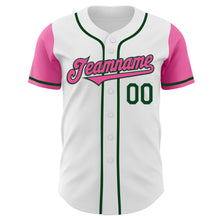 Load image into Gallery viewer, Custom White Pink-Green Authentic Two Tone Baseball Jersey