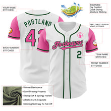 Load image into Gallery viewer, Custom White Pink-Green Authentic Two Tone Baseball Jersey