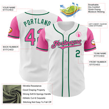 Load image into Gallery viewer, Custom White Pink-Kelly Green Authentic Two Tone Baseball Jersey