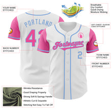Load image into Gallery viewer, Custom White Pink-Light Blue Authentic Two Tone Baseball Jersey