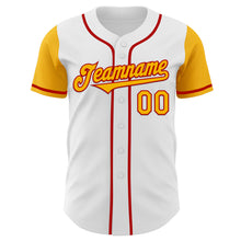 Load image into Gallery viewer, Custom White Gold-Red Authentic Two Tone Baseball Jersey