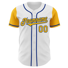 Load image into Gallery viewer, Custom White Gold-Royal Authentic Two Tone Baseball Jersey