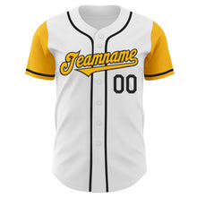 Load image into Gallery viewer, Custom White Gold-Black Authentic Two Tone Baseball Jersey