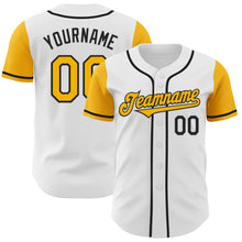 Load image into Gallery viewer, Custom White Gold-Black Authentic Two Tone Baseball Jersey
