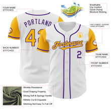 Load image into Gallery viewer, Custom White Gold-Purple Authentic Two Tone Baseball Jersey