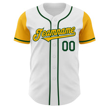 Load image into Gallery viewer, Custom White Gold-Green Authentic Two Tone Baseball Jersey