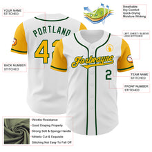 Load image into Gallery viewer, Custom White Gold-Green Authentic Two Tone Baseball Jersey