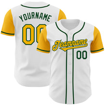 Load image into Gallery viewer, Custom White Gold-Green Authentic Two Tone Baseball Jersey