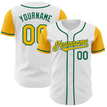 Load image into Gallery viewer, Custom White Gold-Kelly Green Authentic Two Tone Baseball Jersey