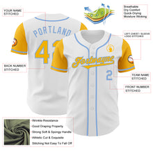 Load image into Gallery viewer, Custom White Gold-Light Blue Authentic Two Tone Baseball Jersey