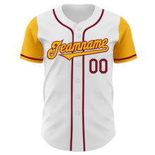 Load image into Gallery viewer, Custom White Gold-Crimson Authentic Two Tone Baseball Jersey