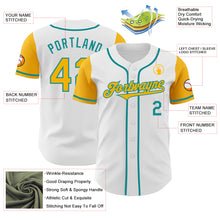 Load image into Gallery viewer, Custom White Gold-Teal Authentic Two Tone Baseball Jersey