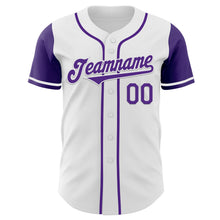 Load image into Gallery viewer, Custom White Purple Authentic Two Tone Baseball Jersey