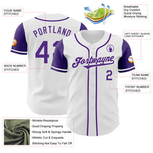 Load image into Gallery viewer, Custom White Purple Authentic Two Tone Baseball Jersey