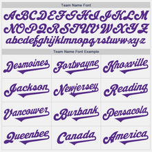 Load image into Gallery viewer, Custom White Purple Authentic Two Tone Baseball Jersey