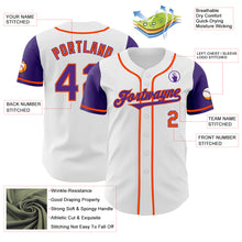 Load image into Gallery viewer, Custom White Purple-Orange Authentic Two Tone Baseball Jersey