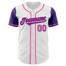 Load image into Gallery viewer, Custom White Purple-Pink Authentic Two Tone Baseball Jersey