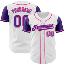 Load image into Gallery viewer, Custom White Purple-Pink Authentic Two Tone Baseball Jersey
