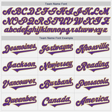 Load image into Gallery viewer, Custom White Purple-Old Gold Authentic Two Tone Baseball Jersey