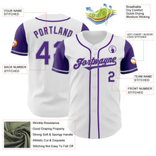 Load image into Gallery viewer, Custom White Purple-Gray Authentic Two Tone Baseball Jersey
