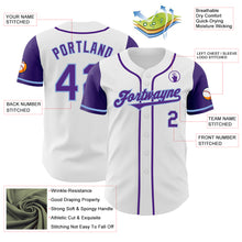 Load image into Gallery viewer, Custom White Purple-Light Blue Authentic Two Tone Baseball Jersey