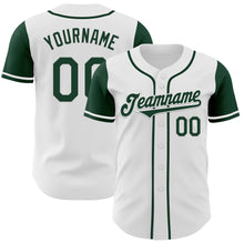 Load image into Gallery viewer, Custom White Green Authentic Two Tone Baseball Jersey
