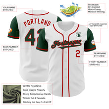 Load image into Gallery viewer, Custom White Green-Red Authentic Two Tone Baseball Jersey