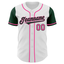 Load image into Gallery viewer, Custom White Green-Pink Authentic Two Tone Baseball Jersey