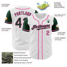 Load image into Gallery viewer, Custom White Green-Pink Authentic Two Tone Baseball Jersey