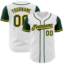 Load image into Gallery viewer, Custom White Green-Gold Authentic Two Tone Baseball Jersey