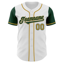 Load image into Gallery viewer, Custom White Green-Old Gold Authentic Two Tone Baseball Jersey