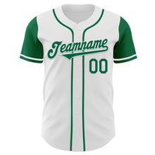 Laden Sie das Bild in den Galerie-Viewer, Custom White Kelly Green Authentic Two Tone Baseball Jersey