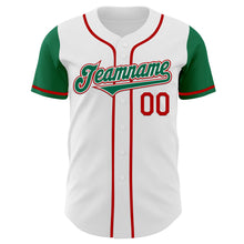 Laden Sie das Bild in den Galerie-Viewer, Custom White Kelly Green-Red Authentic Two Tone Baseball Jersey